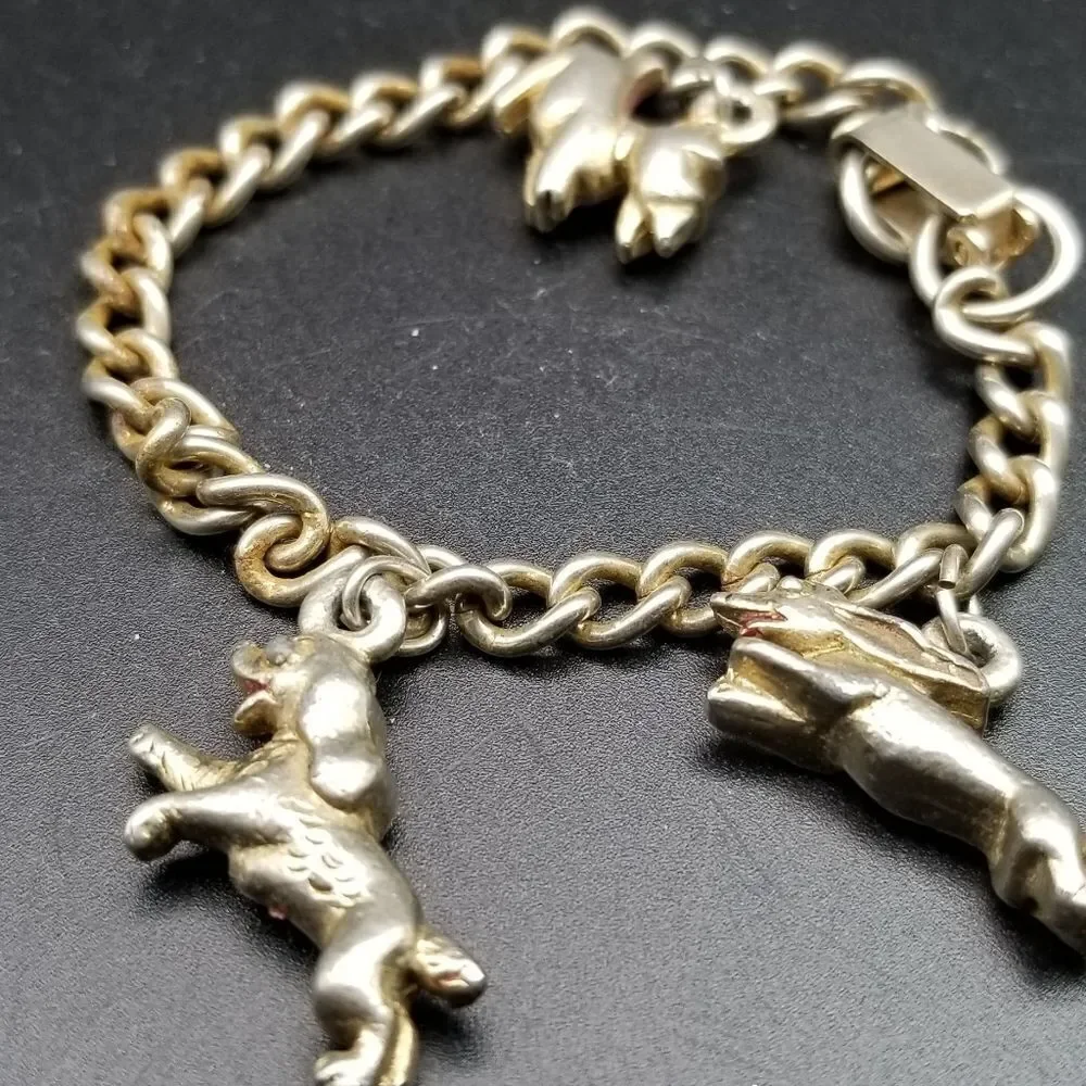 Puppies at play dog lover charm bracelet memorial gift pet lover. B420